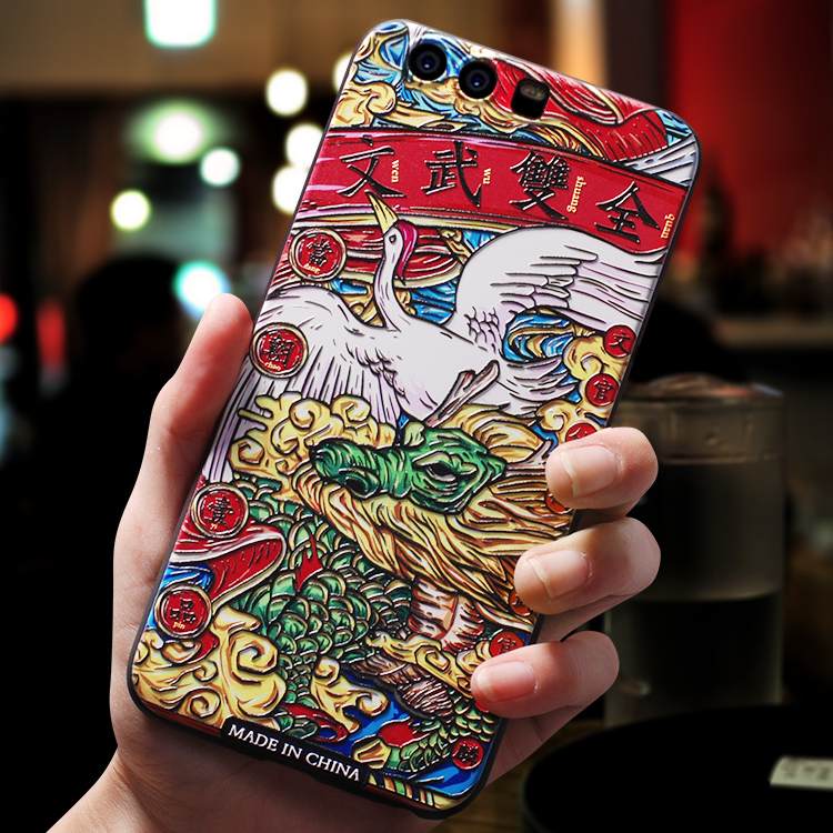 Kuori Huawei P10 Silikoni Murtumaton Puhelimen Kuoret, Kotelo Huawei P10 Monivärinen Kiinalainen Tyyli Persoonallisuus