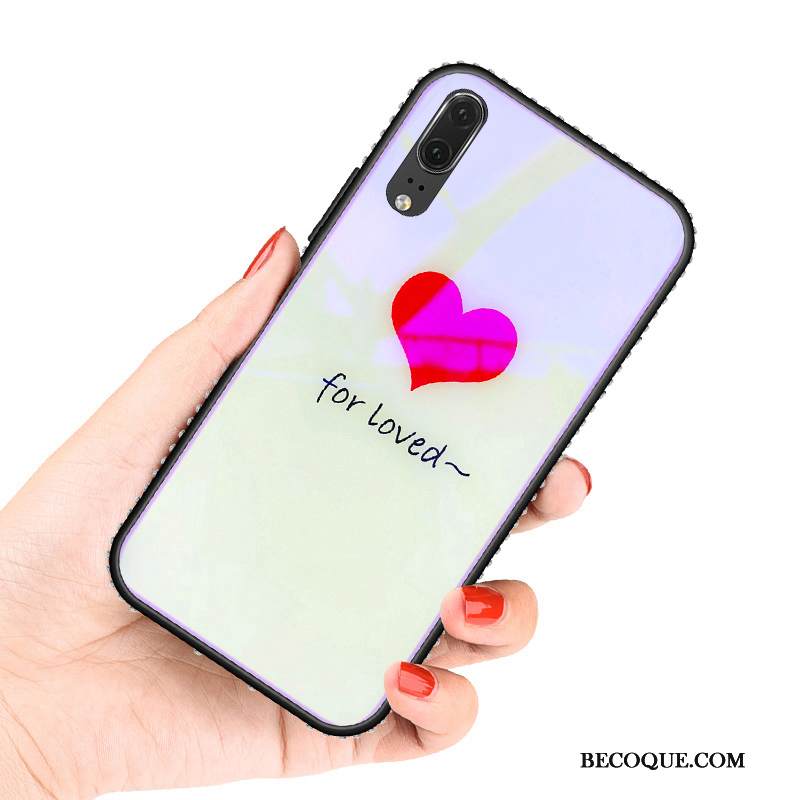 Kuori Huawei P20 Laukut Valkoinen Kehys, Kotelo Huawei P20 Suojaus Trendi Murtumaton