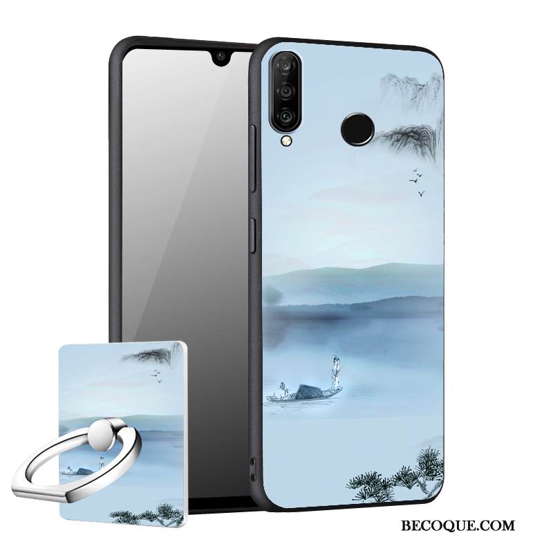 Kuori Huawei P30 Lite Laukut Sininen Puhelimen Kuoret, Kotelo Huawei P30 Lite Suojaus Murtumaton Pesty Suede