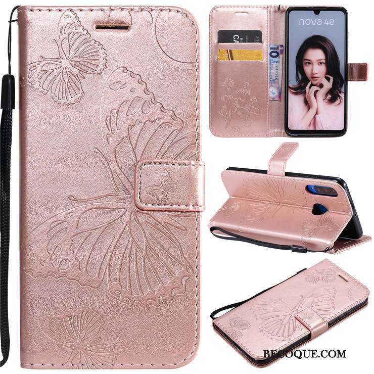 Kuori Huawei P30 Lite Nahka Puhelimen Kuoret Pinkki, Kotelo Huawei P30 Lite Silikoni Kulta Murtumaton