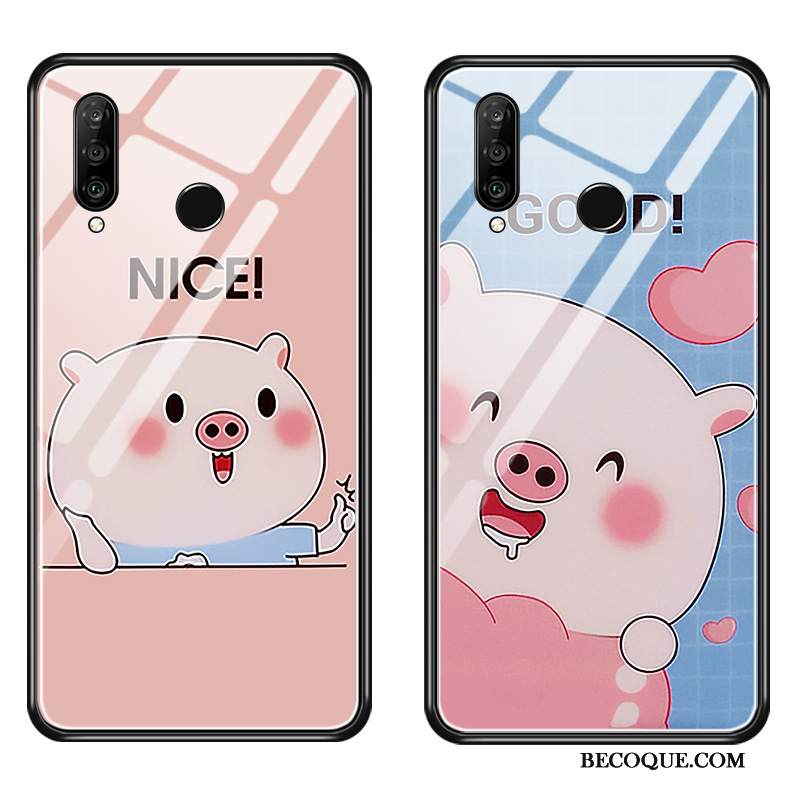 Kuori Huawei P30 Lite Sarjakuva Pieni Lasi, Kotelo Huawei P30 Lite Laukut Net Red Murtumaton