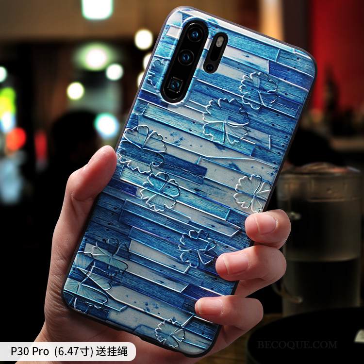 Kuori Huawei P30 Pro Silikoni Persoonallisuus Sininen, Kotelo Huawei P30 Pro Pehmeä Neste Murtumaton Net Red
