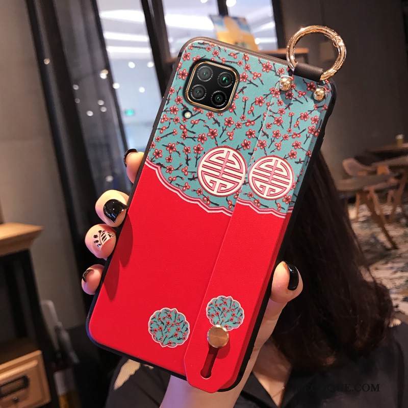 Kuori Huawei P40 Lite Laukut Murtumaton Punainen, Kotelo Huawei P40 Lite Silikoni Pesty Suede Palatsi