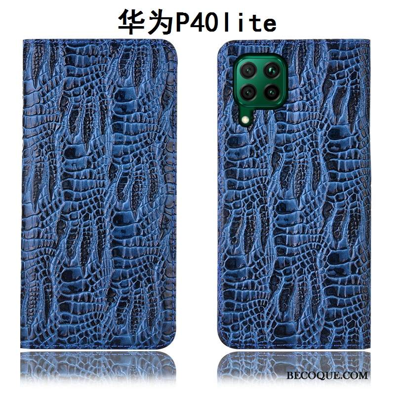 Kuori Huawei P40 Lite Suojaus Puhelimen Kuoret Sininen, Kotelo Huawei P40 Lite Nahka