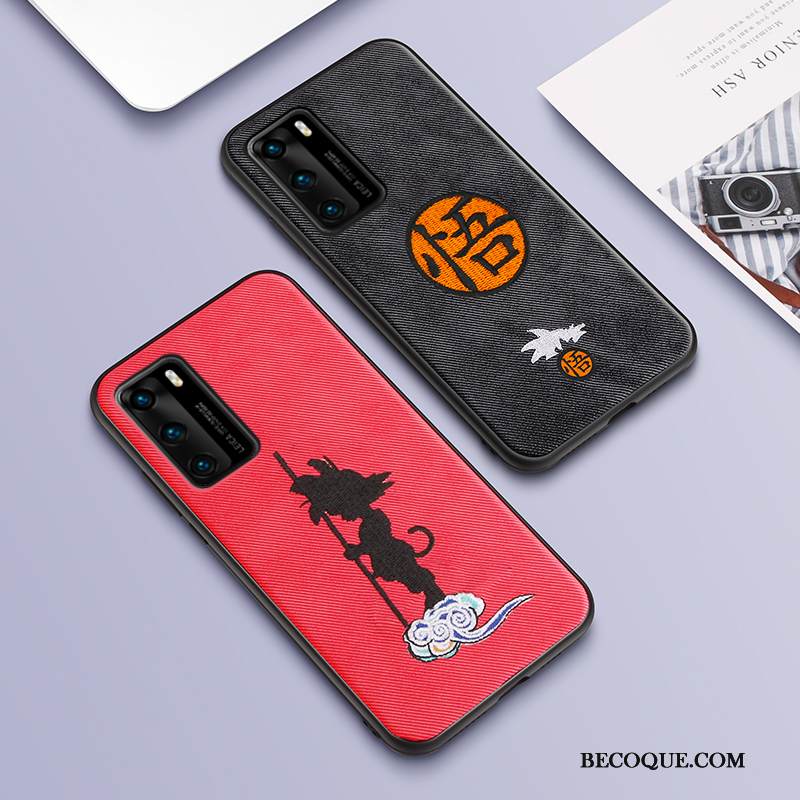 Kuori Huawei P40 Luova Musta Murtumaton, Kotelo Huawei P40 Laukut Kukkakuvio Persoonallisuus