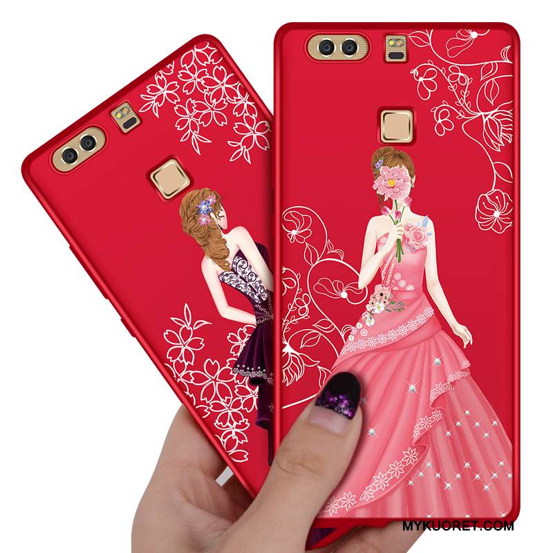 Kuori Huawei P9 Maalaus Trendi Kova, Kotelo Huawei P9 Laukut Murtumaton Punainen