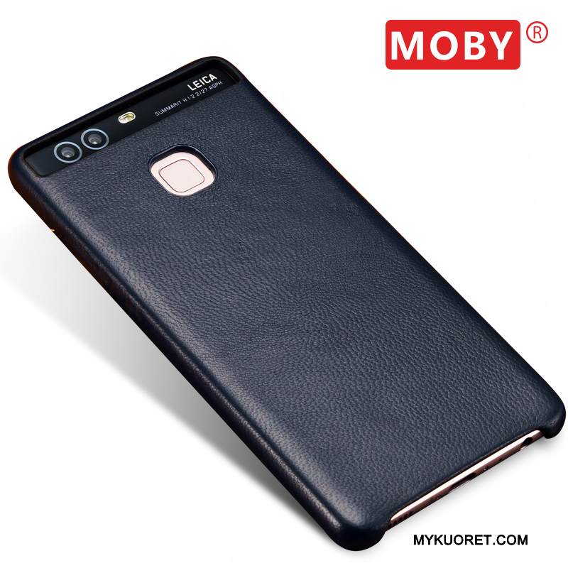 Kuori Huawei P9 Nahka Ohut Puhelimen Kuoret, Kotelo Huawei P9 Suojaus Tummansininen Liiketoiminta