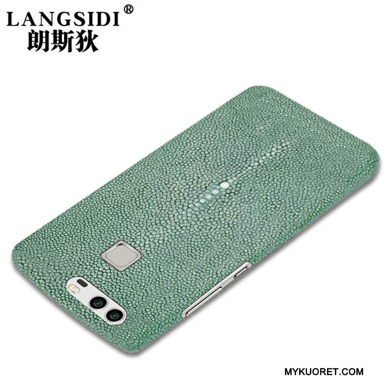 Kuori Huawei P9 Nahka Puhelimen Kuoret Muokata, Kotelo Huawei P9 Luova Vihreä