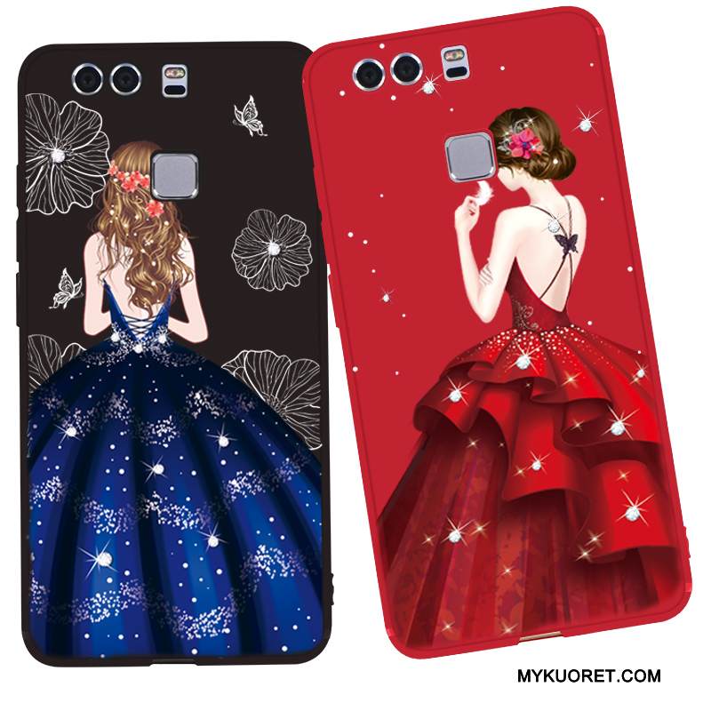 Kuori Huawei P9 Plus Laukut Tide-brändi Punainen, Kotelo Huawei P9 Plus Silikoni Musta Ohut