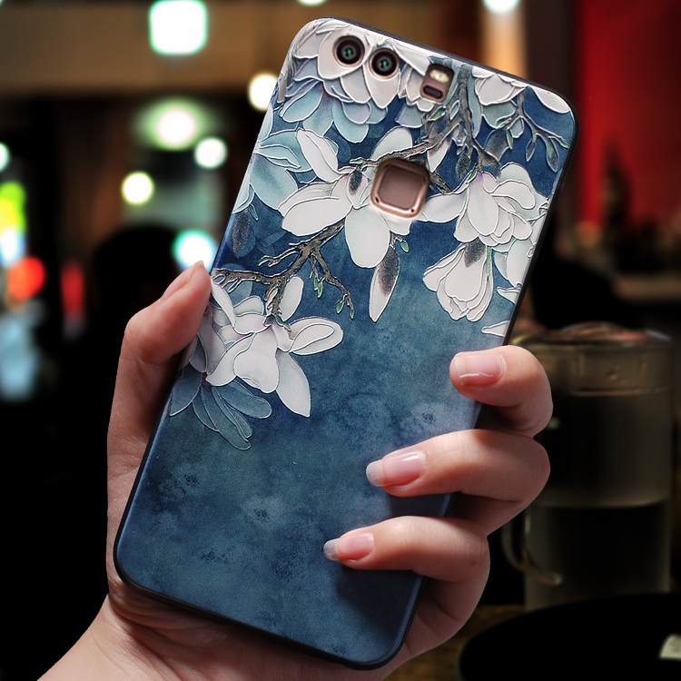 Kuori Huawei P9 Plus Pehmeä Neste Kiinalainen Tyyli Ripustettavat Koristeet, Kotelo Huawei P9 Plus Laukut Sininen Murtumaton