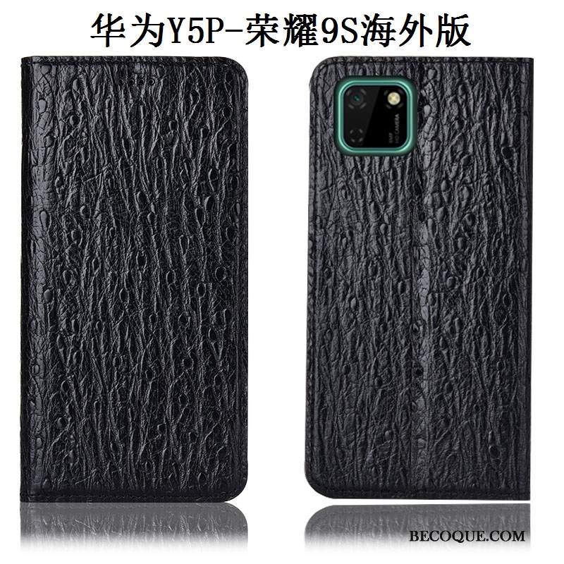 Kuori Huawei Y5p Nahka Kukkakuvio Musta, Kotelo Huawei Y5p Suojaus Puhelimen Kuoret Murtumaton