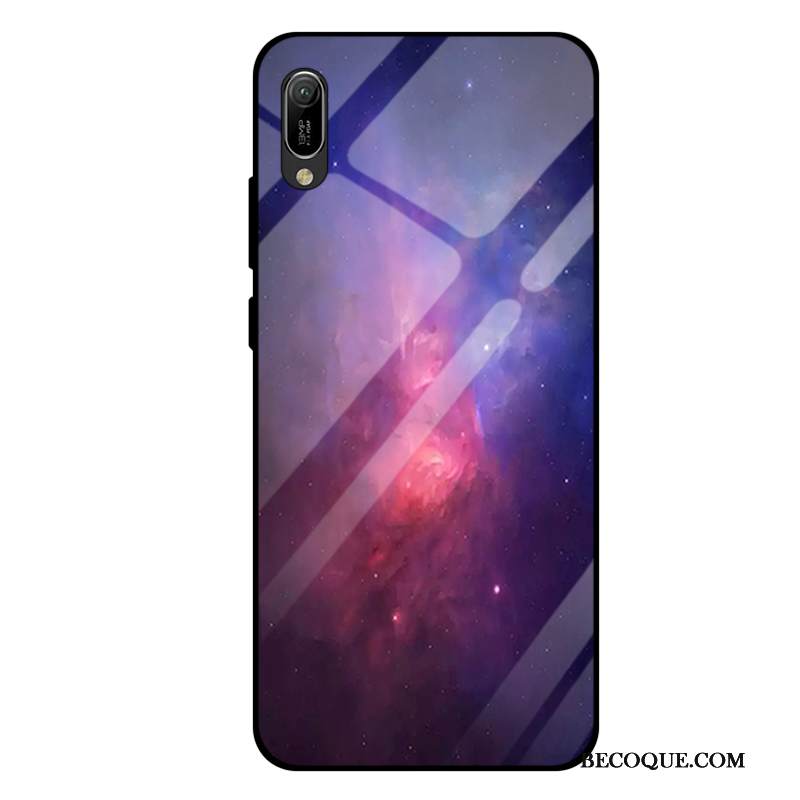 Kuori Huawei Y6 2019 Laukut Violetti Lasi, Kotelo Huawei Y6 2019 Tila Karkaisu Peili