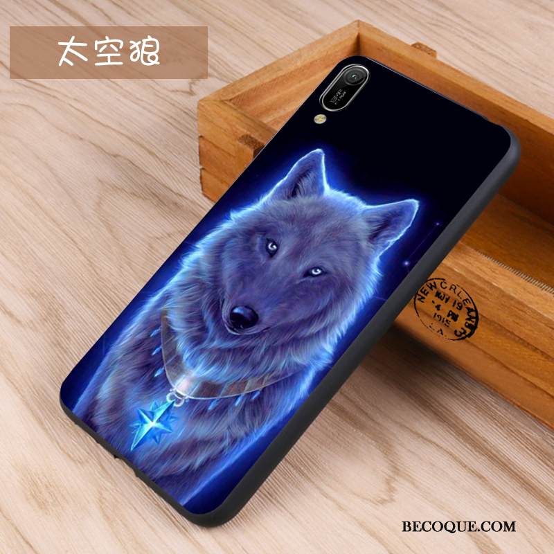 Kuori Huawei Y6 2019 Silikoni Tide-brändi Sininen, Kotelo Huawei Y6 2019 Pehmeä Neste Pesty Suede Murtumaton