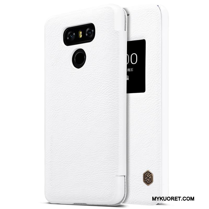 Kuori Lg G6 Suojaus Puhelimen Kuoret Murtumaton, Kotelo Lg G6 Nahka Valkoinen Kulta