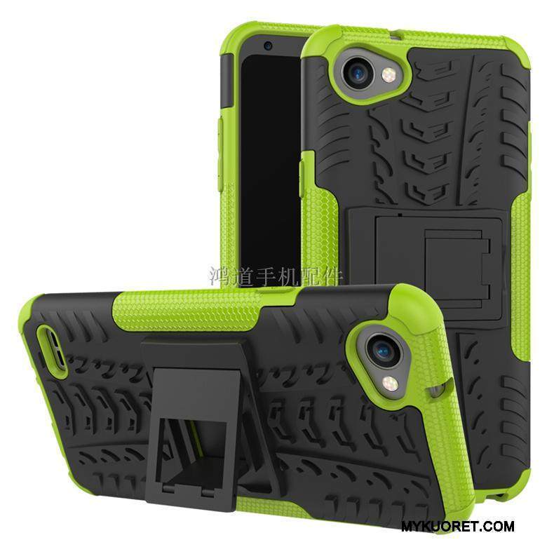 Kuori Lg Q6 Luova Kolme Puolustusta Vihreä, Kotelo Lg Q6 Tuki Puhelimen Kuoret Kova