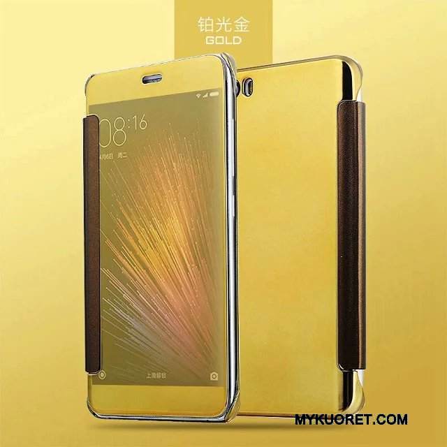 Kuori Mi 5 Nahka Peili Pieni, Kotelo Mi 5 Suojaus Korkea Keltainen