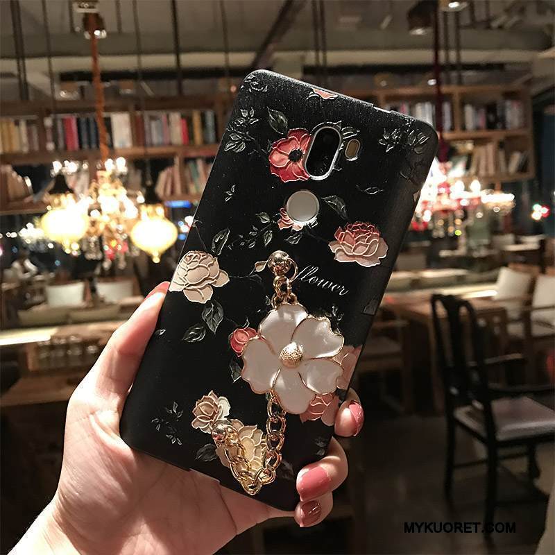 Kuori Mi 5 Pehmeä Neste Pesty Suede Kukka, Kotelo Mi 5 Kohokuviointi Puhelimen Kuoret Musta
