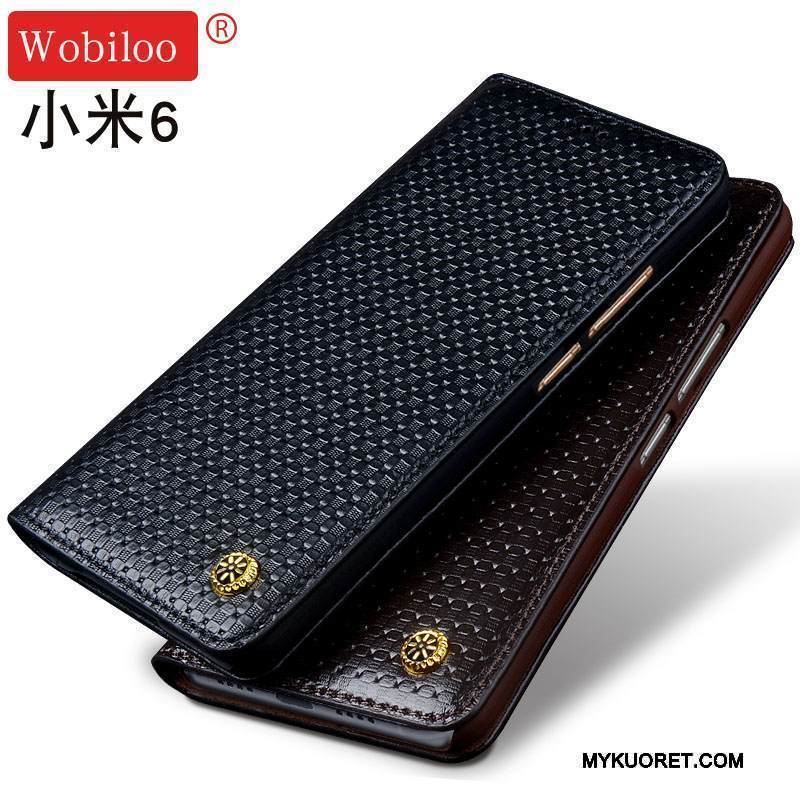 Kuori Mi 6 Nahka Uusi Musta, Kotelo Mi 6 Suojaus Lehmä Manuaalinen