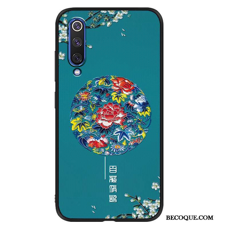 Kuori Mi 9 Lite Silikoni Sininen Pesty Suede, Kotelo Mi 9 Lite Laukut Persoonallisuus Puhelimen Kuoret