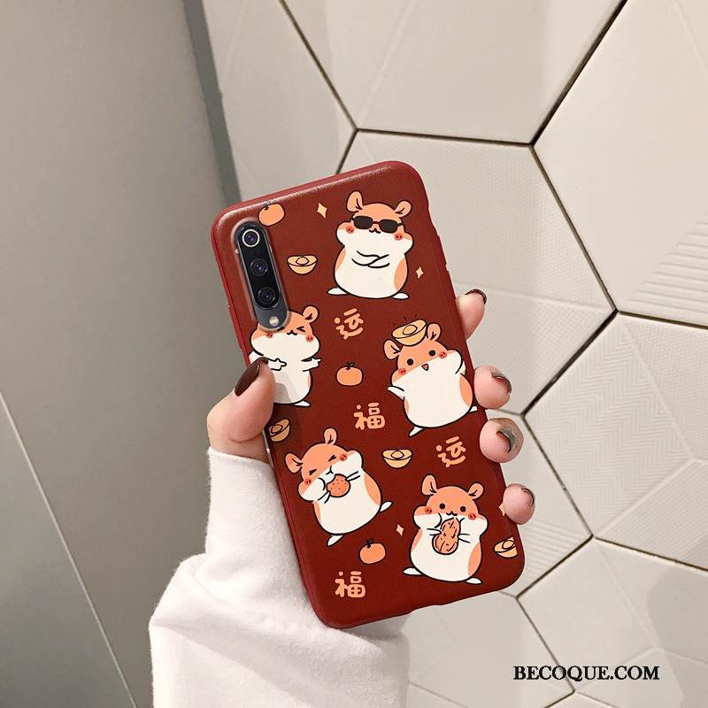 Kuori Mi 9 Lite Silikoni Viini Punainen Rotta, Kotelo Mi 9 Lite Pehmeä Neste Pieni Kukkakuvio