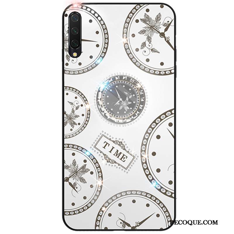 Kuori Mi 9 Lite Strassi Rengas Ripustettavat Koristeet, Kotelo Mi 9 Lite Suojaus Valkoinen Karkaisu