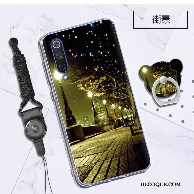 Kuori Mi 9 Se Pehmeä Neste Musta Ripustettavat Koristeet, Kotelo Mi 9 Se Silikoni Maisema Trendi