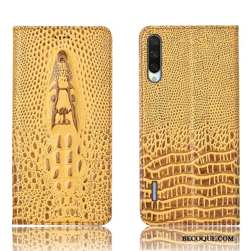 Kuori Mi A3 Suojaus Keltainen Puhelimen Kuoret, Kotelo Mi A3 Nahka Murtumaton Krokotiili