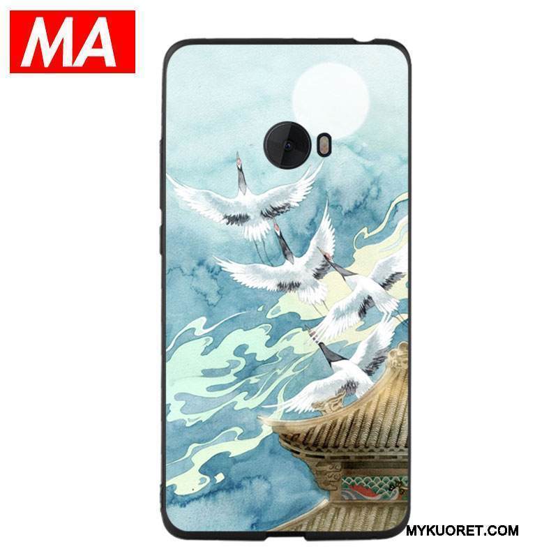 Kuori Mi Note 2 Pehmeä Neste Sininen Nosturi, Kotelo Mi Note 2 Vuosikerta Taide Tuuli