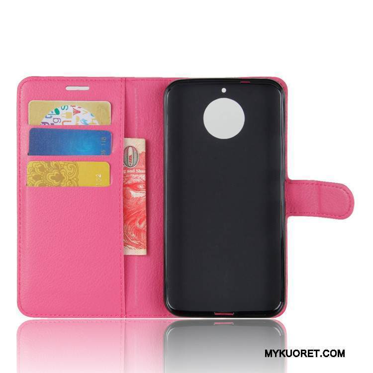 Kuori Moto G5s Nahka Kortti Punainen, Kotelo Moto G5s Salkku 说