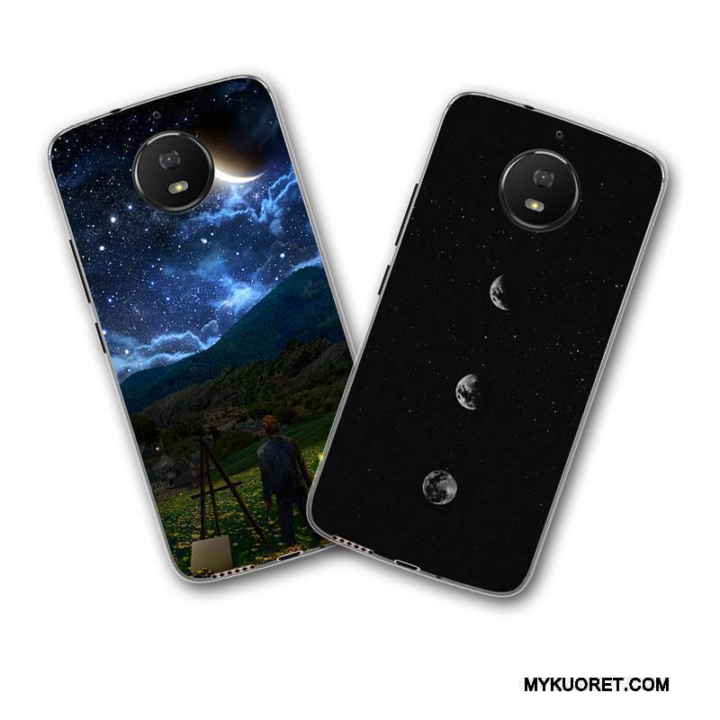 Kuori Moto G5s Plus Silikoni Trendi Puhelimen Kuoret, Kotelo Moto G5s Plus Sarjakuva Murtumaton Musta