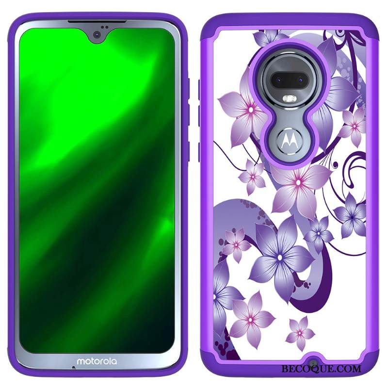 Kuori Moto G7 Nahka Murtumaton Robotti, Kotelo Moto G7 Suojaus Violetti