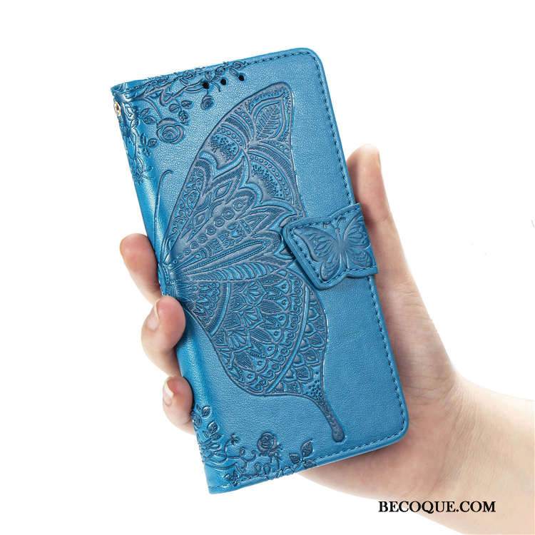 Kuori Moto G8 Power Lite Nahka Puhelimen Kuoret Sininen, Kotelo Moto G8 Power Lite Tuki Murtumaton