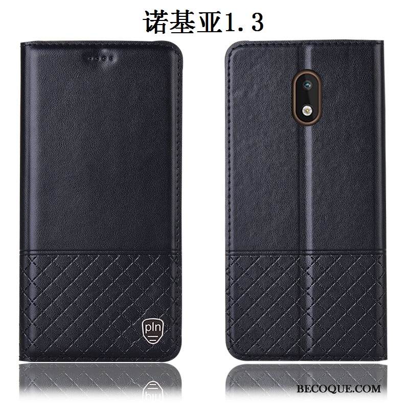 Kuori Nokia 1.3 Nahka Puhelimen Kuoret Murtumaton, Kotelo Nokia 1.3 Kuoret Musta