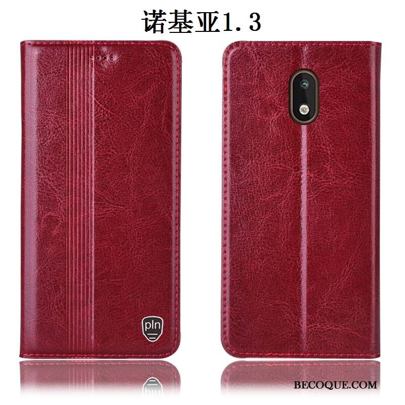 Kuori Nokia 1.3 Suojaus Puhelimen Kuoret Murtumaton, Kotelo Nokia 1.3 Nahka Punainen