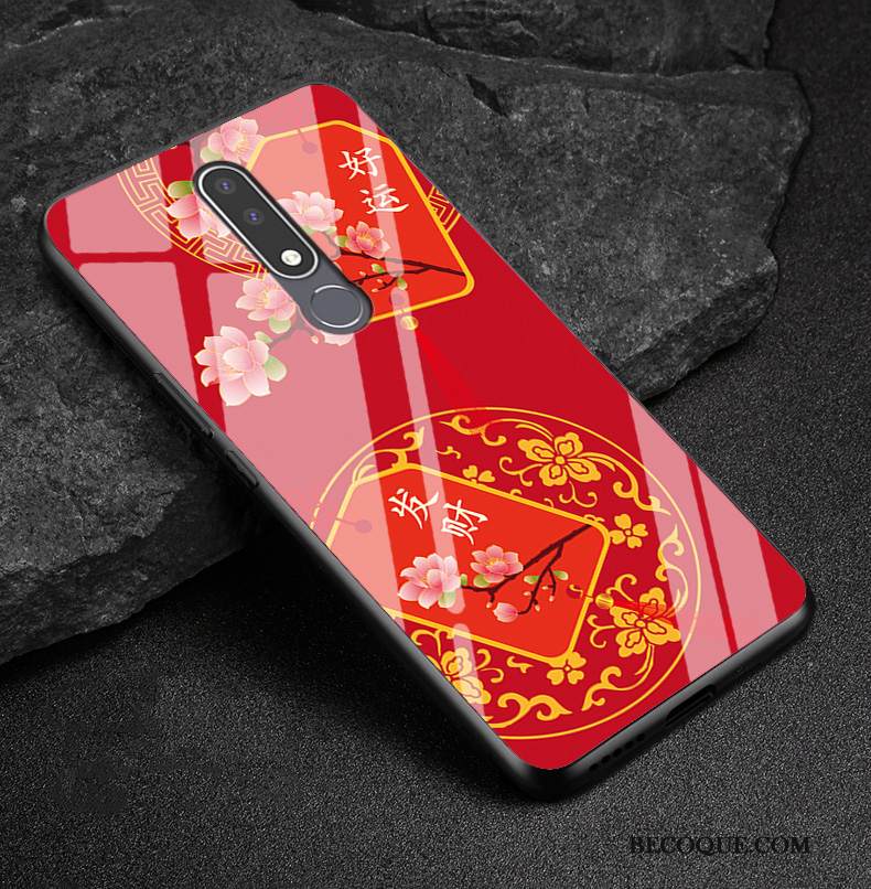 Kuori Nokia 3.1 Plus Laukut Rikkaus Punainen, Kotelo Nokia 3.1 Plus Pesty Suede Lasi