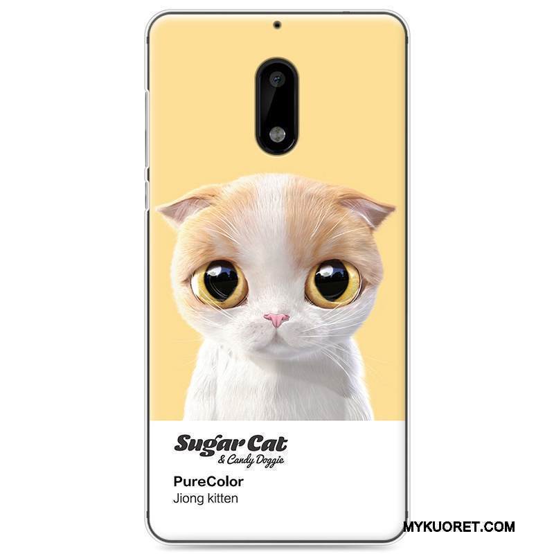 Kuori Nokia 6 Suojaus Ihana Keltainen, Kotelo Nokia 6 Maalaus Kissa Puhelimen Kuoret