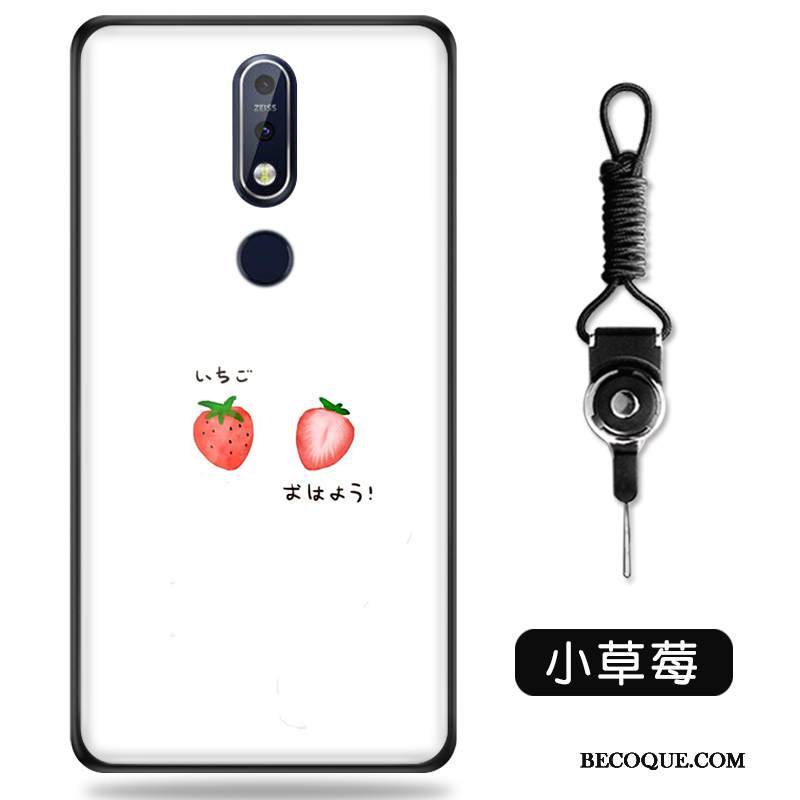 Kuori Nokia 7.1 Sarjakuva Lasi Kova, Kotelo Nokia 7.1 Pehmeä Neste Ihana Valkoinen