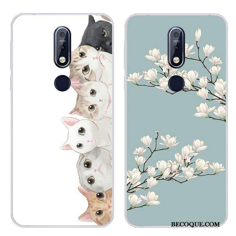 Kuori Nokia 7.1 Suojaus Valkoinen Puhelimen Kuoret, Kotelo Nokia 7.1 Pehmeä Neste Ihana