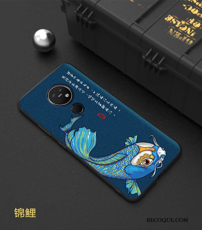 Kuori Nokia 7.2 Silikoni Pesty Suede Sininen, Kotelo Nokia 7.2 Suojaus Murtumaton Puhelimen Kuoret