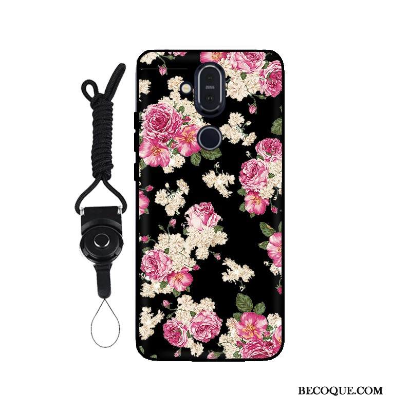 Kuori Nokia 8.1 Laukut Muokata Musta, Kotelo Nokia 8.1 Suojaus Ripustettavat Koristeet Malli