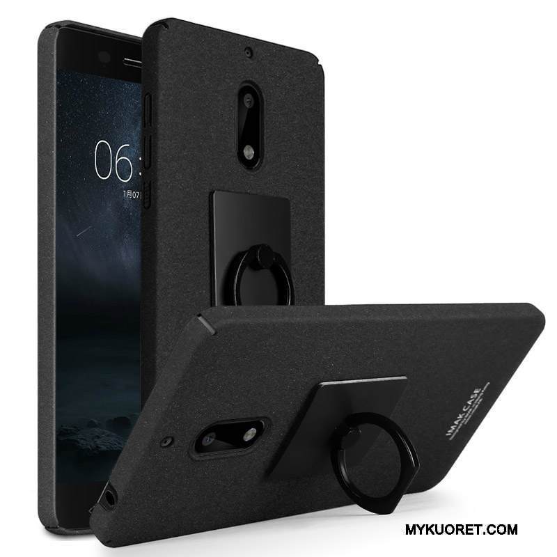 Kuori Nokia 8 Laukut Murtumaton Pesty Suede, Kotelo Nokia 8 Suojaus Musta Rengas