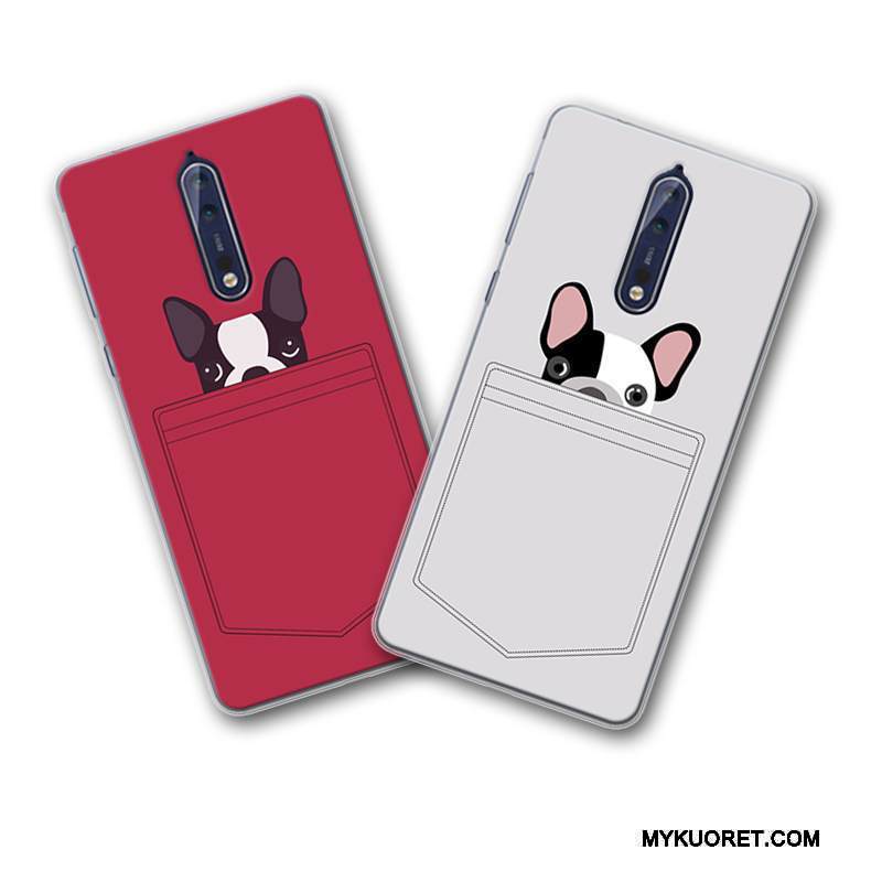 Kuori Nokia 8 Silikoni Puhelimen Kuoret Persoonallisuus, Kotelo Nokia 8 Suojaus Punainen Harmaa