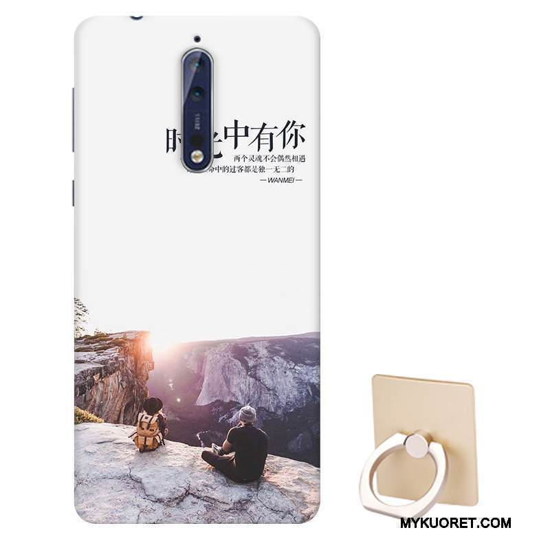 Kuori Nokia 8 Suojaus Puhelimen Kuoret Pesty Suede, Kotelo Nokia 8 Tuki Malli Murtumaton