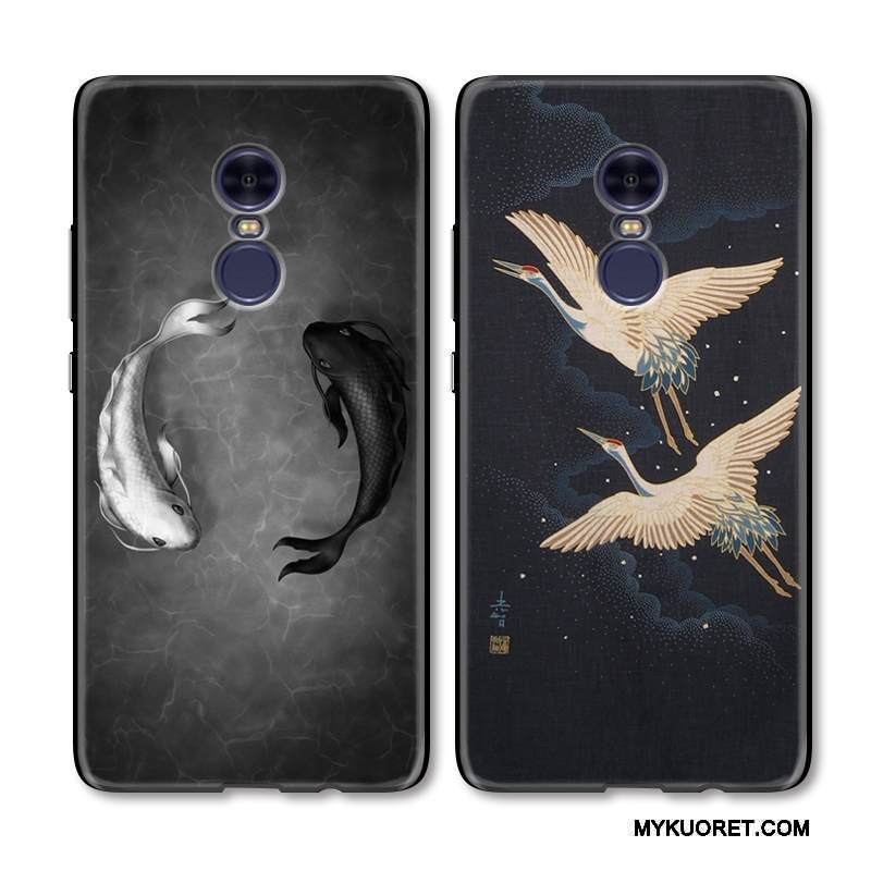 Kuori Redmi Note 4x Kohokuviointi Pieni Punainen, Kotelo Redmi Note 4x Luova Musta Valkoinen