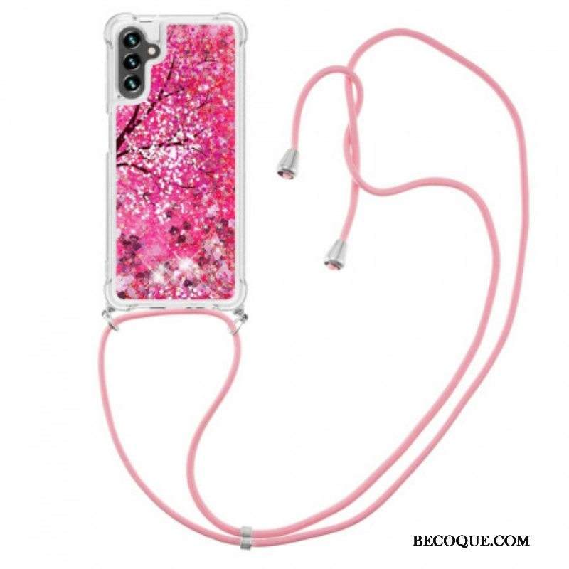 Kuori Samsung Galaxy A13 5G / A04s Kiristysnyörillä Paljetti Kiristysnauha Puu