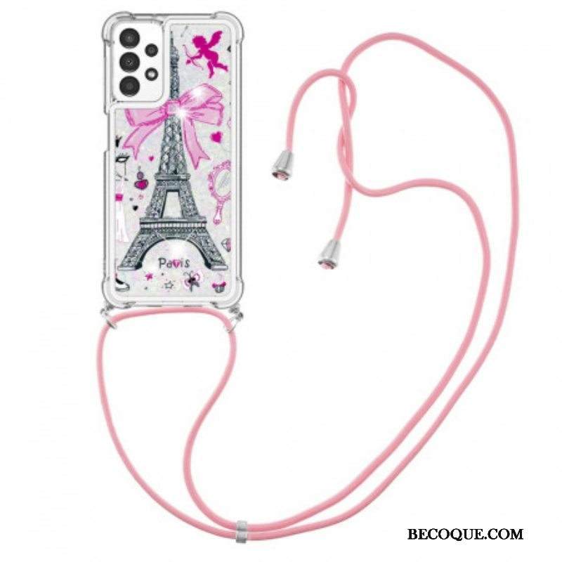 Kuori Samsung Galaxy A13 Kiristysnyörillä Cordon Eiffel Towerissa