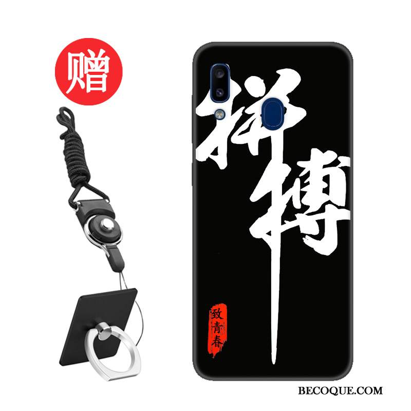 Kuori Samsung Galaxy A20e Pehmeä Neste Net Red Trendi, Kotelo Samsung Galaxy A20e Suojaus Karkaisu Musta