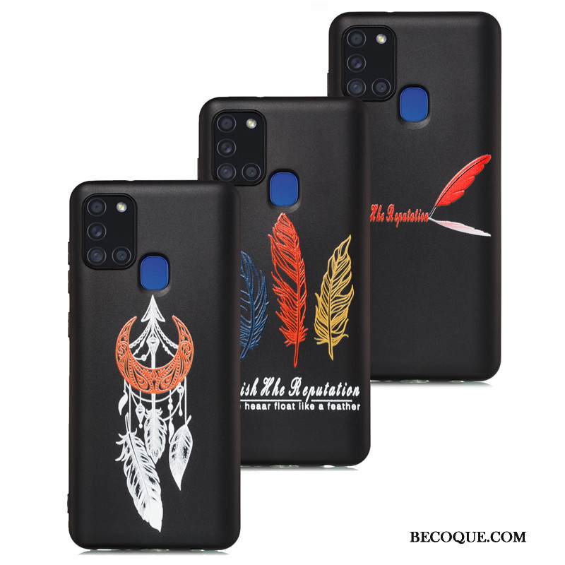 Kuori Samsung Galaxy A21s Laukut Murtumaton Musta, Kotelo Samsung Galaxy A21s Sarjakuva Pesty Suede Puhelimen Kuoret