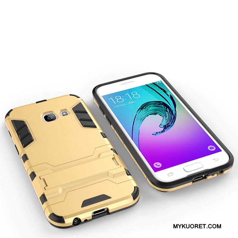 Kuori Samsung Galaxy A3 2017 Tuki Kova Murtumaton, Kotelo Samsung Galaxy A3 2017 Suojaus Kulta Puhelimen Kuoret