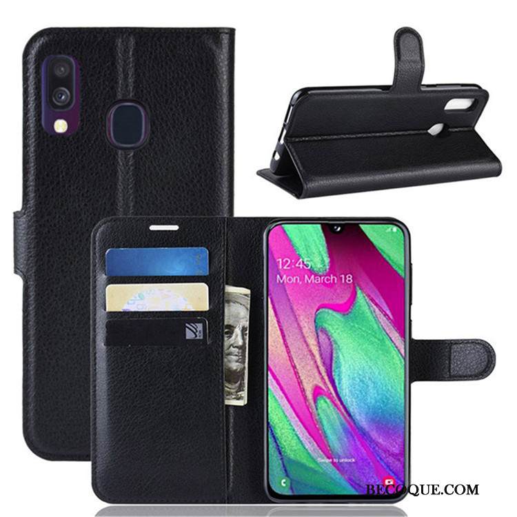 Kuori Samsung Galaxy A40 Kuoret Puhelimen Kuoret Musta, Kotelo Samsung Galaxy A40 Nahka